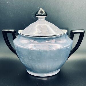 Vintage Bavaria Pearl Purple and blue glaze sugar bowl